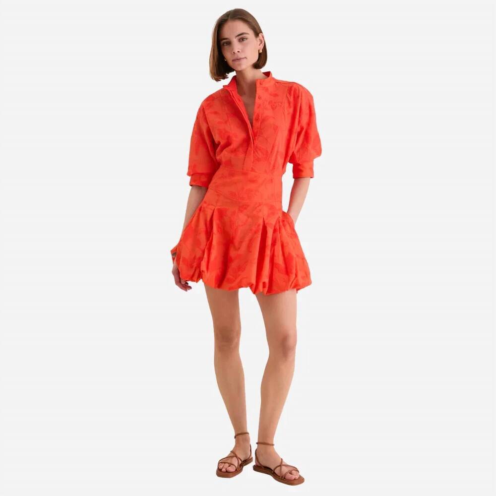 NEW JONATHAN SIMKHAI effie bubble mini dress in lobster